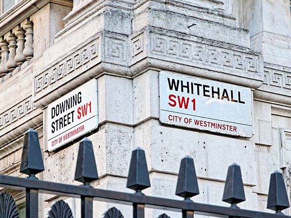 Corner of Whitehall and Downing street, London